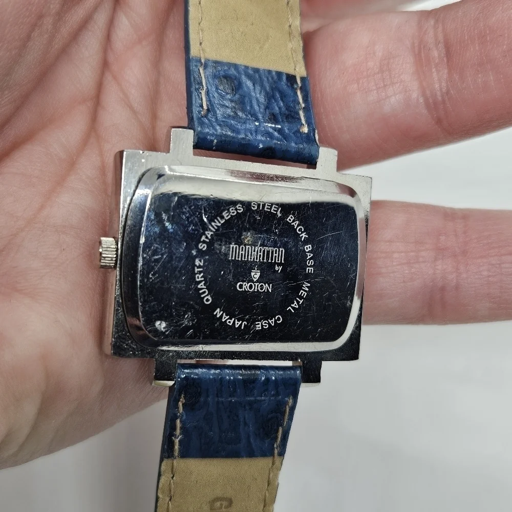 vintage Manhattan by Croton blue rectangular watch